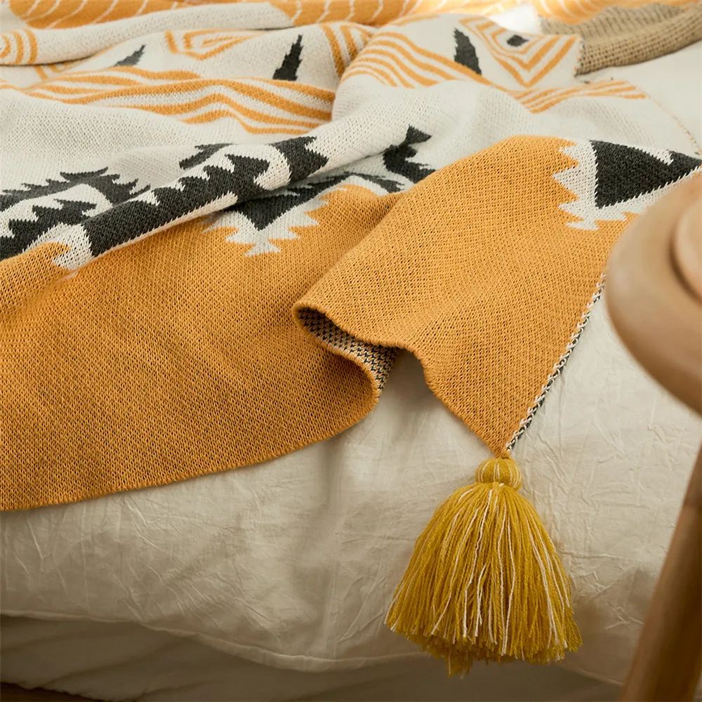 Богемное домашнее украшение вязаное одеяло марокканский геометрический узор
