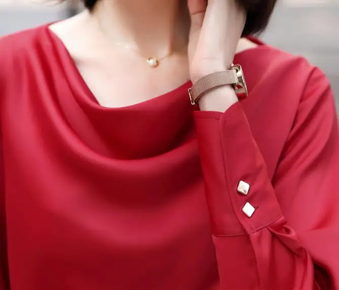 

New spring women shirt fashion retro loose long sleeve casual chiffon purple blouses office ladies foraml plus size tops