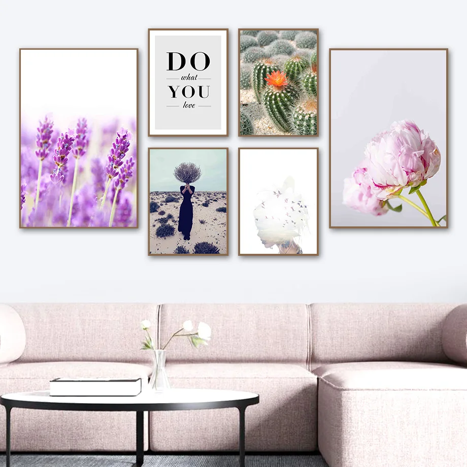 

Desert Cactus Tumbleweed Peony Lavender Wall Art Canvas Painting Nordic Posters And Prints Wall Pictures For Living Room Decor