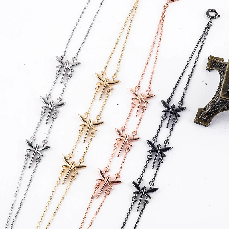 Браслет с тонкой цепочкой со стрекозой простое Ювелирное Украшение креативной