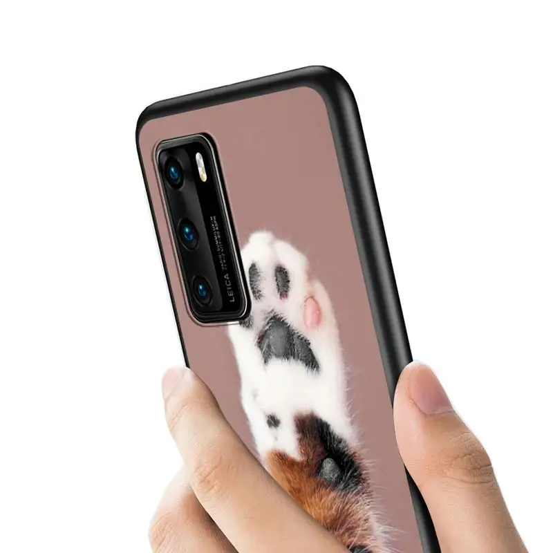 

Cat Dog Paw Cute For Huawei P Smart Z S Plus 2020 2019 P40 P30 P20 Pro Lite E Plus 5G Lite Bright Black Matte Phone Case