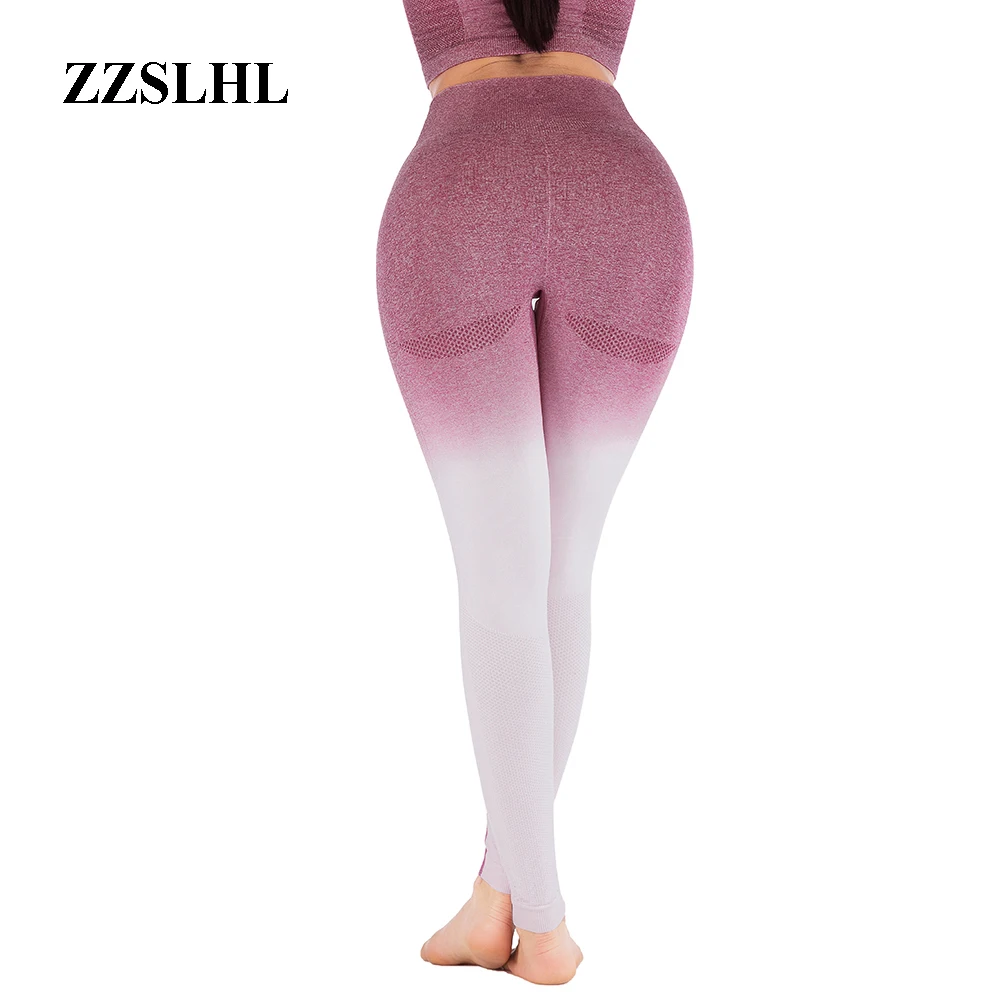 

Gym Tights Women High Waist Sports Ombre Vital Energy Seamless Tummy Control Leggings Fitness Push Up Yoga Pants XL