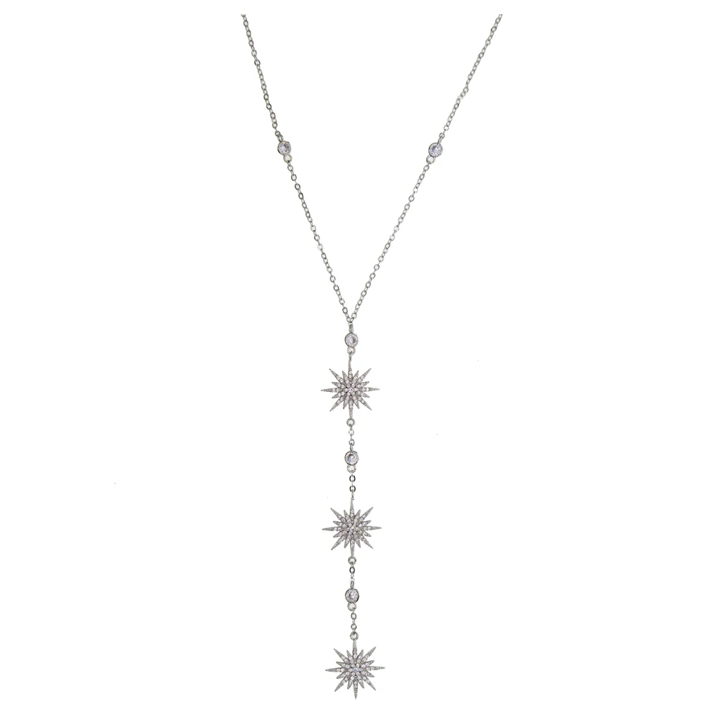 Женская цепочка с подвеской в виде звезды серебристого цвета|Колье| |