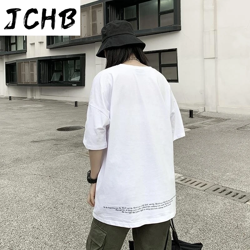 

2021 Harajuku Tshirt Men Short-sleeved Tshirt Loose Angel Pattern Printing Couple T-shirt Summer Personality Top Camisetas Hombr