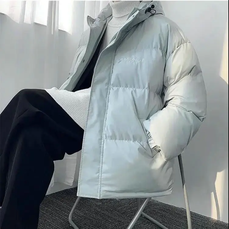 Корейские зимние теплые куртки 2021 мужские парки Женские однотонные толстые