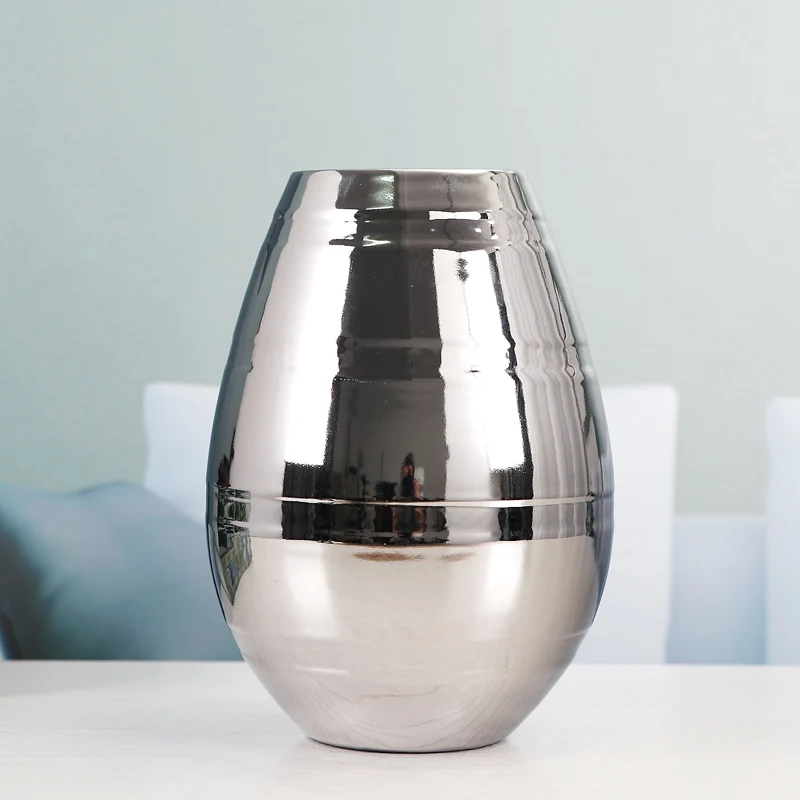 17cmX24cm Для дома шкафа телевизора обеденный стол гостиной украшение мебели светильник роскошный дом мягкое мастерство искусство Серебряная ваза с цветами - Цвет: 17cmX24cm