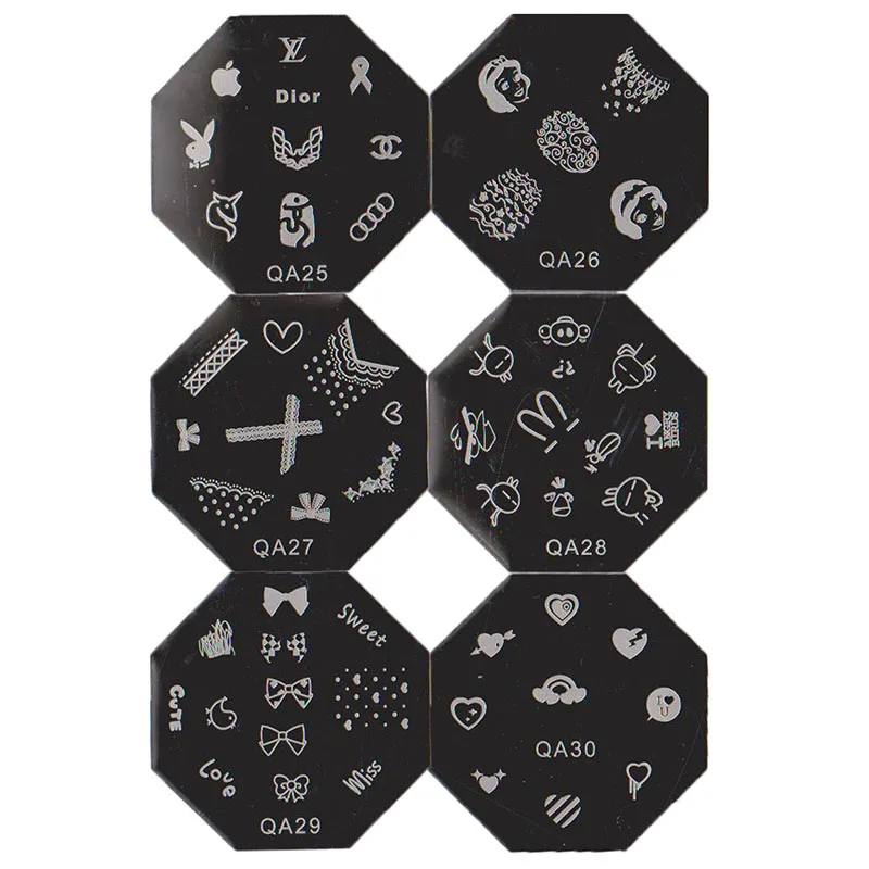 20 шт. штамповочная пластина с изображениями для нейл-арта Серия QA DIY шаблон