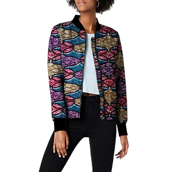 African Traditional Style Colorful Print Women's Bomber Jackets Custom Made Wedding Outfit Lady's Baseball Coat