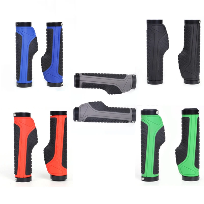 

5 Colors 1 Pair Cycling Lockable Hand Bicycle Handlebar Grips Widen Holding Surface Rubber Bike Grips with Aluminum Lock Bicycle