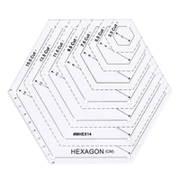 plastic 3mm thickness hexagon acrylic quilting patchwork ruler customized designmhex14