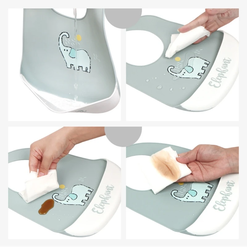 

Baby Cartoon Waterproof Bibs Food Grade Silicone Adjustable Burp Apron Newborn Boys Girls Feeding Saliva Towel