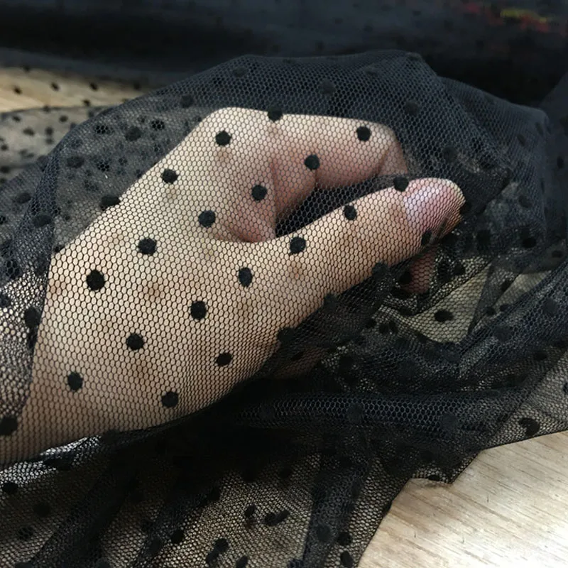 Кружевная ткань в горошек белый ширина 150 см | Дом и сад