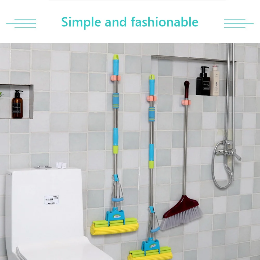 

1Pc No-slip Gripper Mop Broom Holder Self for Hanger Mop Hook Racks Kitchen Bathroom Adhesive Wall Mounted Hanger Organizer