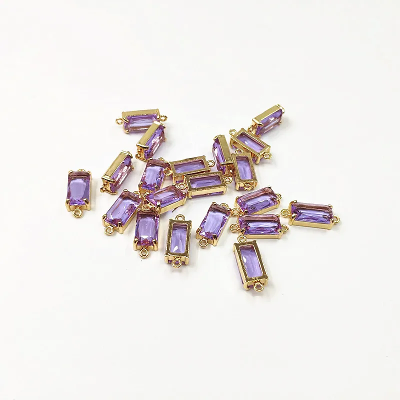 purple Новое поступление! 22x9 мм 50 шт. медь со стеклом прямоугольной формы Шарм для сережек аксессуары, детали для серег, ювелирных изделий DIY - Цвет: purple