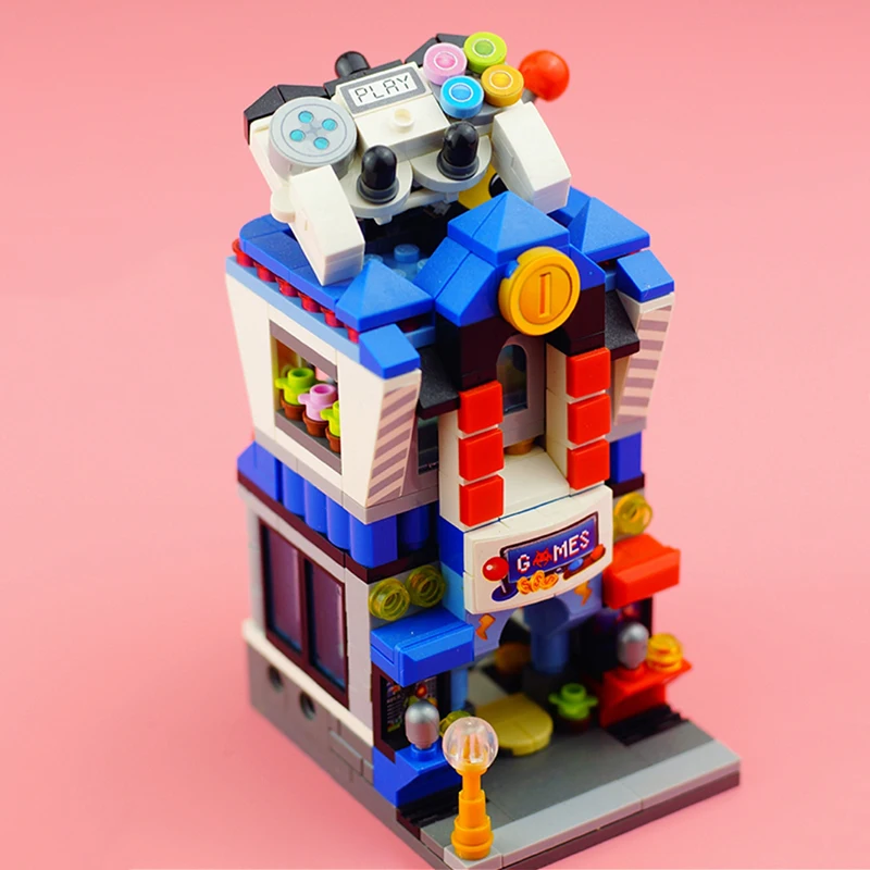 LOZ 1642 City Street Video Game Room Shop Store Architecture 3D Model DIY Mini Blocks Bricks Building Toy for Children no Box | Игрушки и