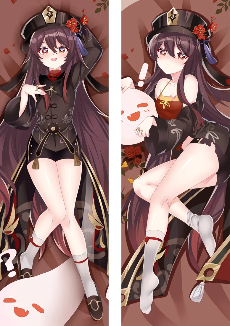 

Game Character Hutao Dakimakura Cover Genshin Impact Pillow Case Double-sided 2WAY Peachskin Hugging Fullbody Bedding Pillowcase