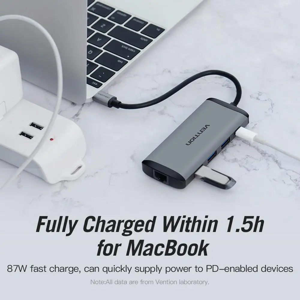 USB Ethernet адаптер Vention 8 в 1 для ТВ приставки ноутбука Windows 7 XP 10|Кабели VGA| |
