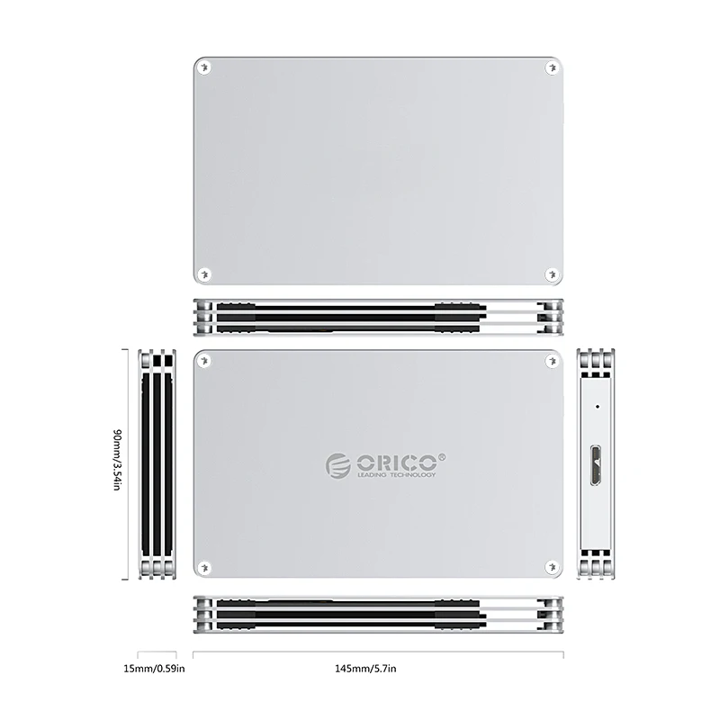 ORICO 2 5 дюймов HDD чехол Гбит/с USB3.0 DIY Алюминий сплав на пустотелом высоком Скорость