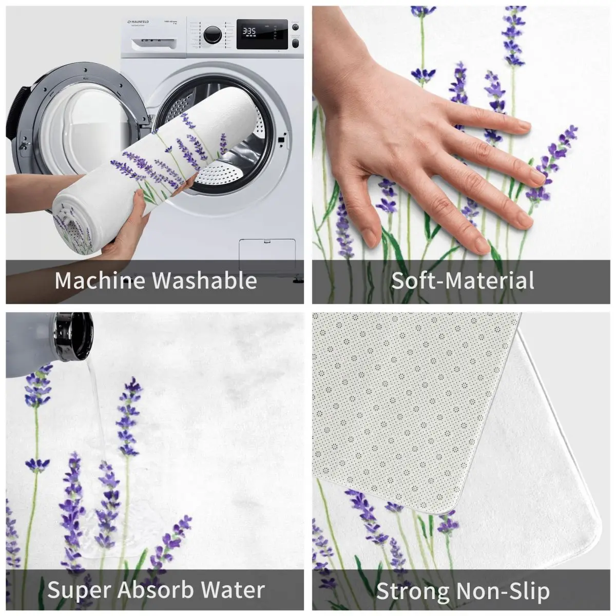Фиолетовый Лавандовый коврик ковер нескользящий напольный из полиэстера для