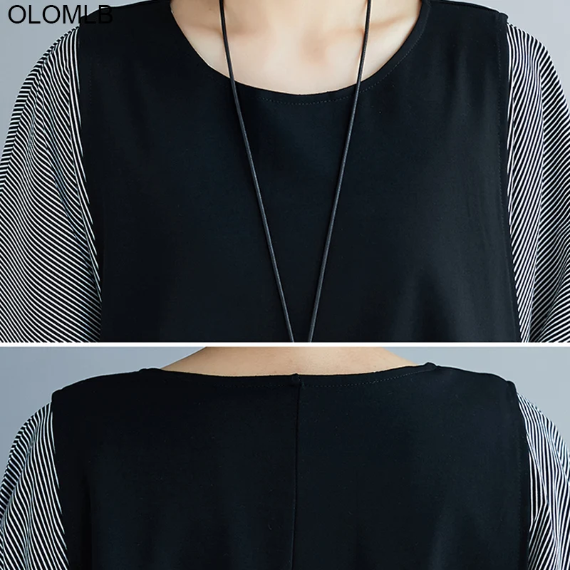 Женская Свободная блузка в полоску Повседневная Туника большого размера с