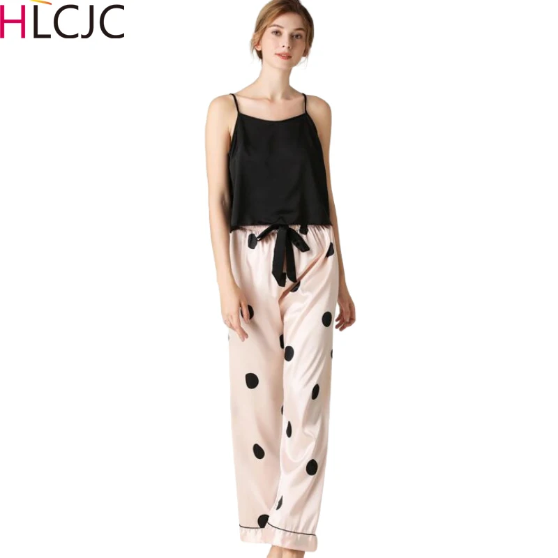 Женская пикантная пижама в горошек из искусственного шелка женская ночная