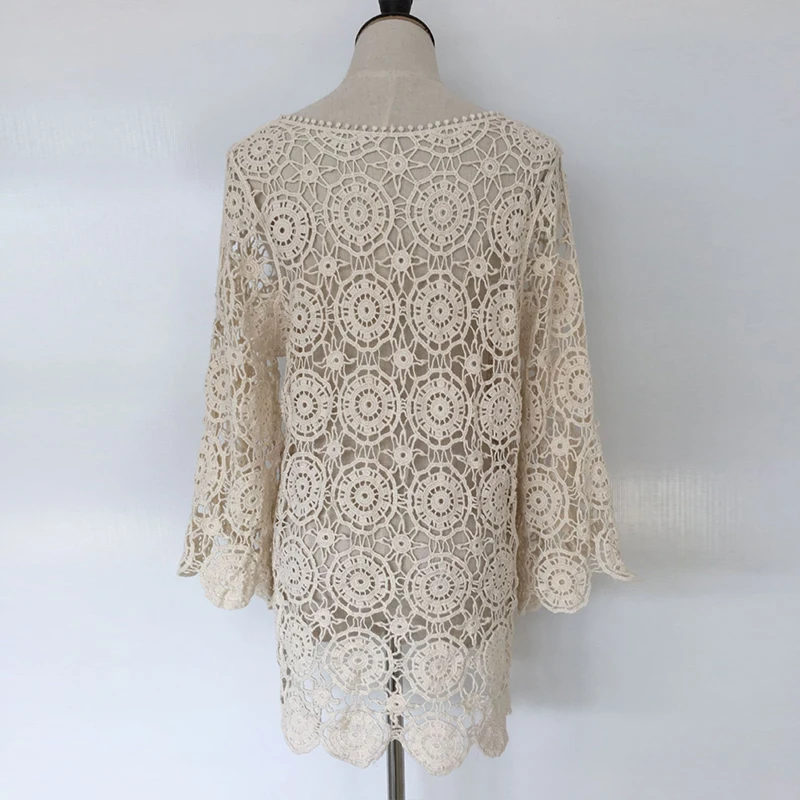 

Lace Crochet Swimsuit Female Cover Ups Sexy Hollow Out Swimwear Women Beach Dress Summer Tunic Breach Wear Cover Up Bathers