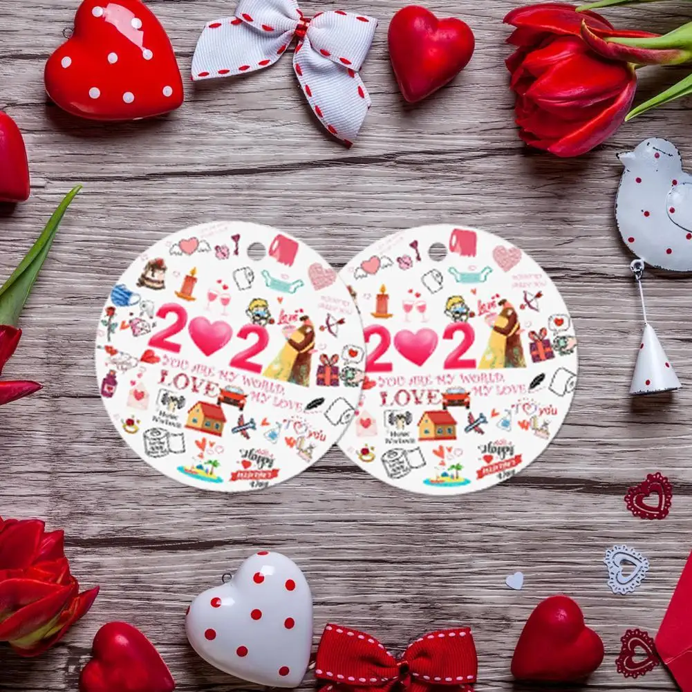 

2Pcs Pendant Valentine Day Present 2021 Pattern Hanging Ornament Decor Pendant