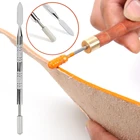 Двухцелевая ручка с 2 латунными головками для окрашивания красок с маслом, инструмент для окрашивания, инструменты для работы с кожей, искусственная ручка для кожи