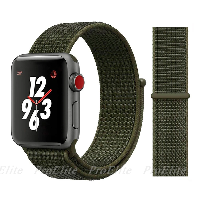 Ремешок для наручных часов Apple Watch Series 5/4/3/2/1 38 мм 42 мм мягкий нейлон в едином положении во время занятий легкой атлетикой, correa, дышащая поверхность спортивные петли для наручных часов iwatch, 5 4 40 мм 44 мм - Цвет ремешка: Color30 Olive Green