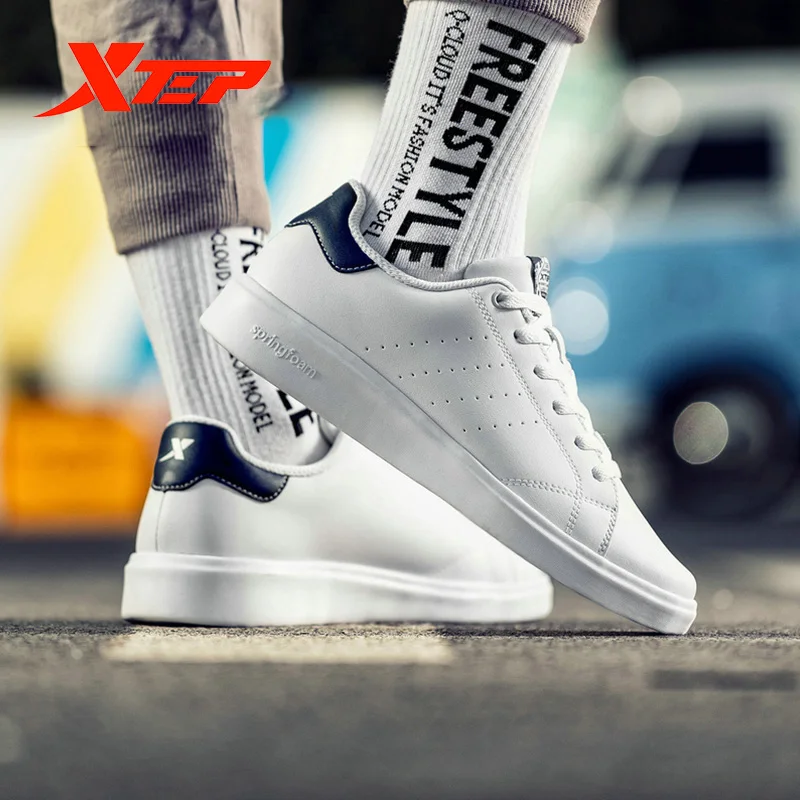 Xtep Men Women Skateboarding Shoe Couple Leather Unisex White Stan Sneakers Casual Breathable Shoes 983218319266