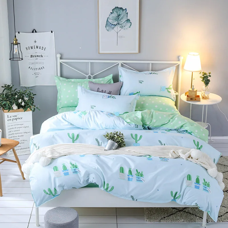 Solstice Cotton Pastoral Flower Cartoon Style Fashion Bedding Bed Linen Bed Sheet Duvet Cover Pillowcase 4pcs Bedding Sets/Queen