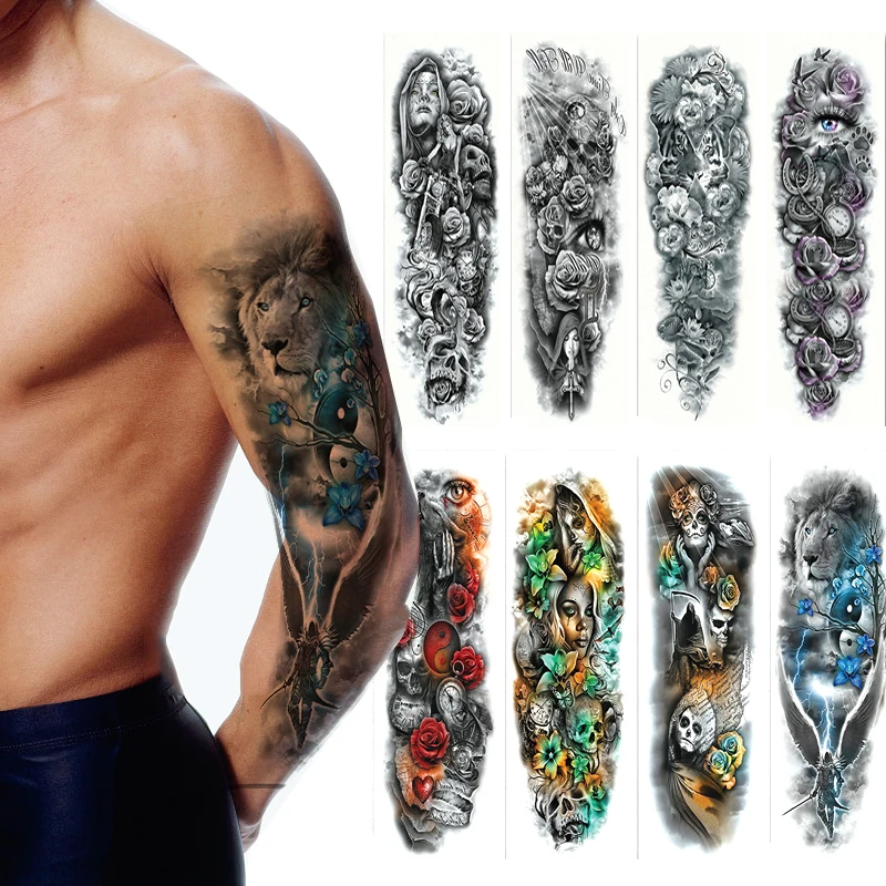 Sexy Women Flower Waterproof Temporary Tattoo Sticker Transfer Tattoos Skullies Arm Body Art Tattoo Fake Tattoos for Unisex