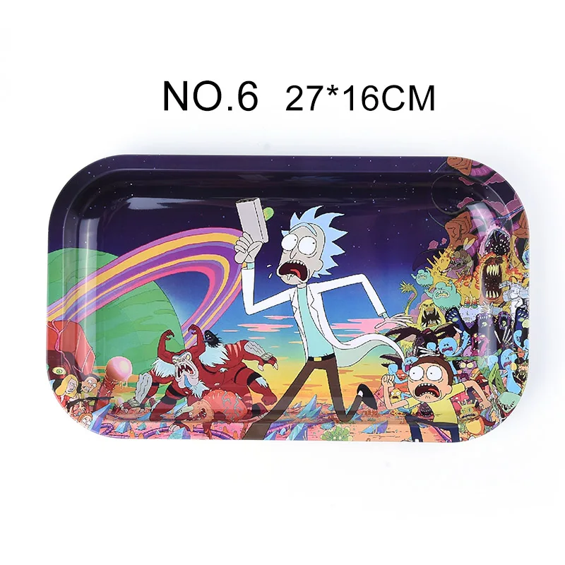 

270*160mm Stainless Steel Square Ashtray rick and Marty Metal tobacco Rollling Tray Ashtrays Portable Tobacco Accessories