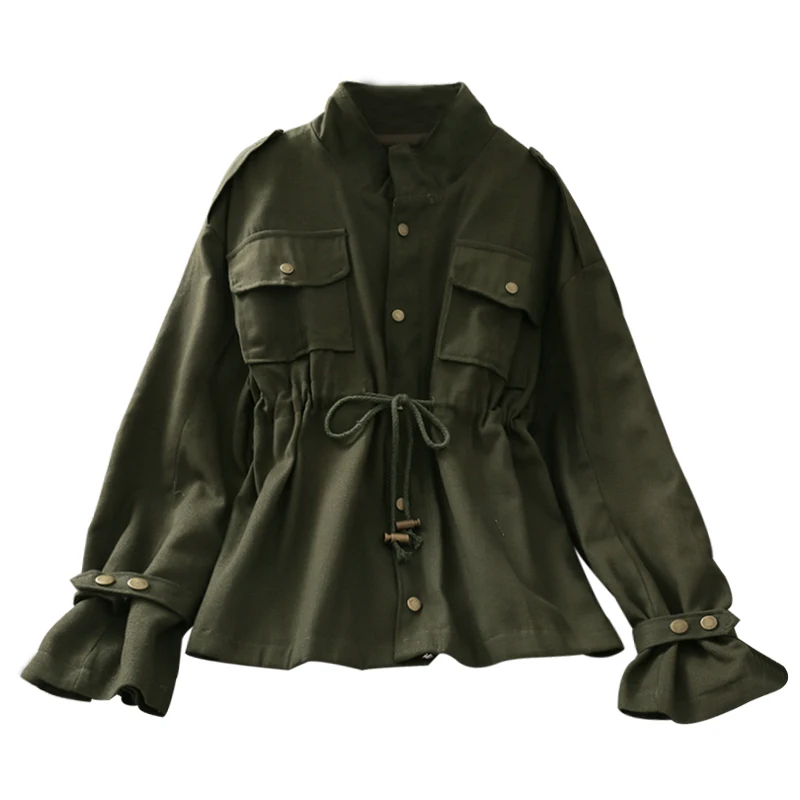 

Women Design Windbreaker Autumn Spring Korean Fashion Long Sleeve Casual Coat Double Breasted Streetwear Short Outwea