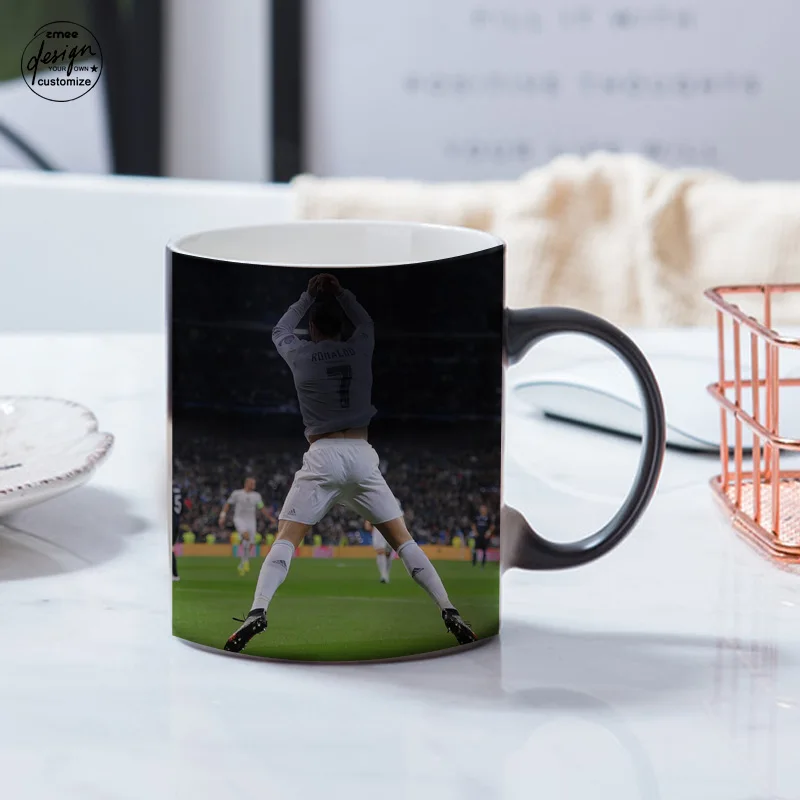 

Coffee Mug Changing Color Mug Magic Milk Mug Personalised Birthday Football Fan 7 Custom Goal Victory Gift for Dad Papa Daddy