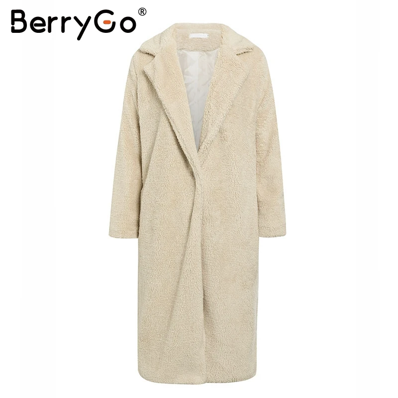 BerryGo элегантное пальто из искусственного меха размера плюс женская уличная