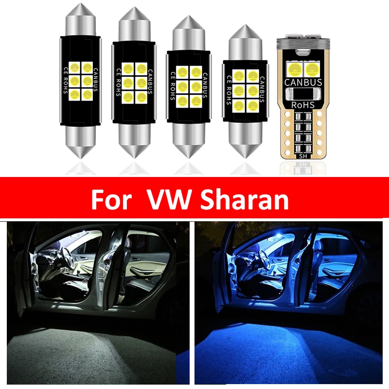 

17Pcs Car White Interior LED Light Bulbs Package Kit For Volkswagen VW Sharan 7N 2011-2018 Map Dome Trunk Lamp Iceblue