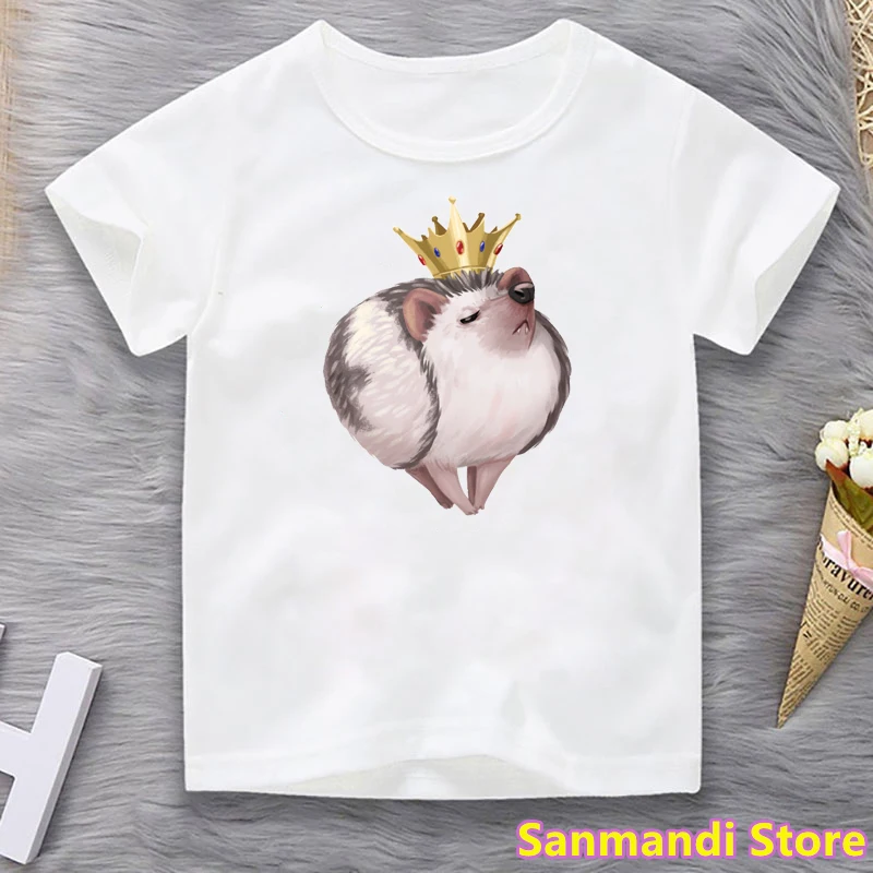 

Cute Hedgehog Animal Print Tshirt For Girls/Boys Kids Clothes Crown T Shirt Harajuku Shirt Kawaii Children Clothing Wholesale