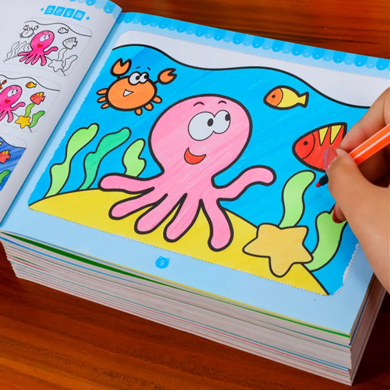

8 Books/set New Cute Coloring Book For Children Kids Adult Relieve Stress Kill Time Graffiti Painting Drawing Art Book ages 3-6