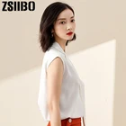 2021 летняя модная женская блузка без рукавов с v-образным вырезом шифоновая рубашка Элегантная одежда Офисная Женская белая рубашка плюс размер женские топы