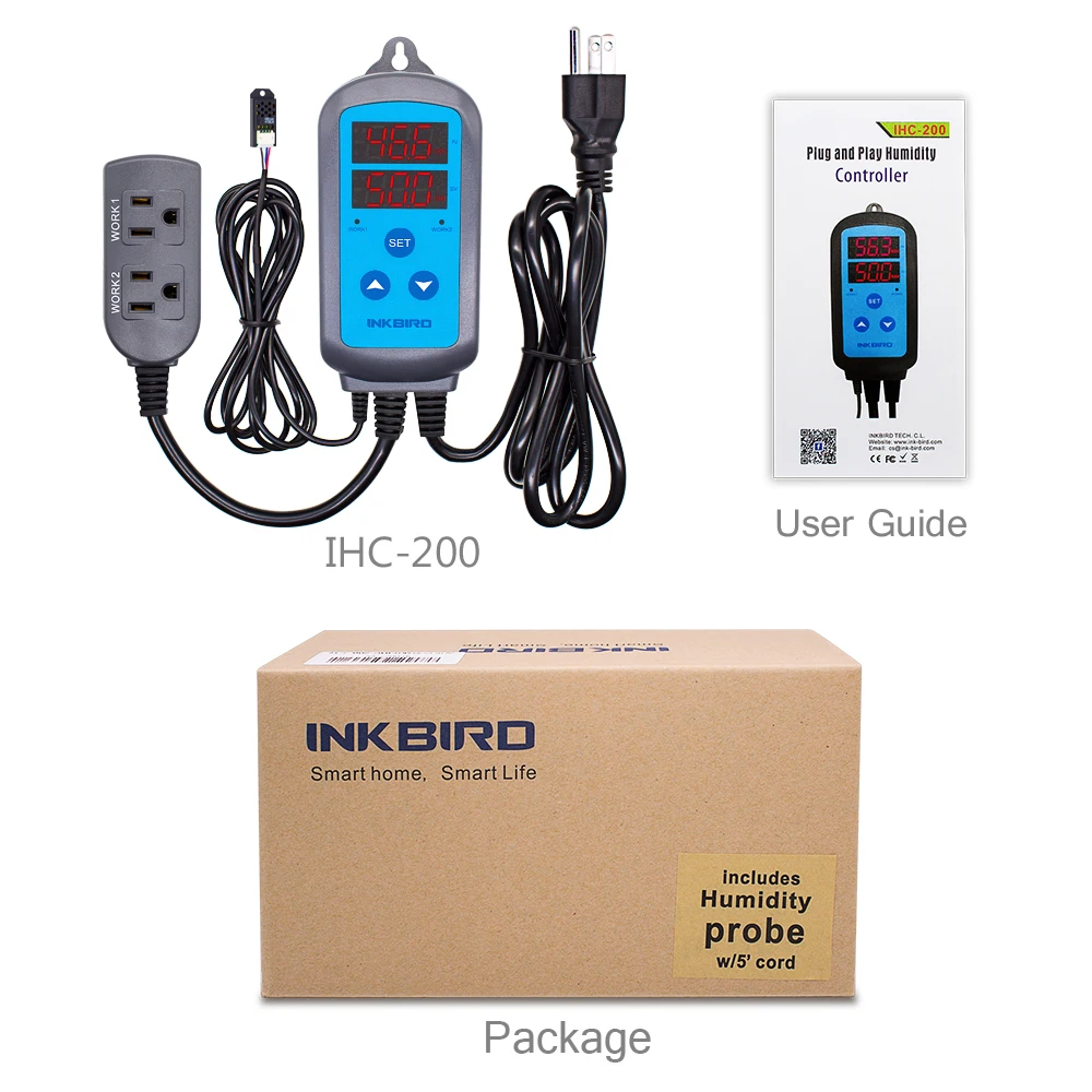 

Inkbird IHC 200 Plug and Play Themostat Cooling Temperature US EU UK AU Socket Regulator Hygrometer Humidity Alarm High Accuracy