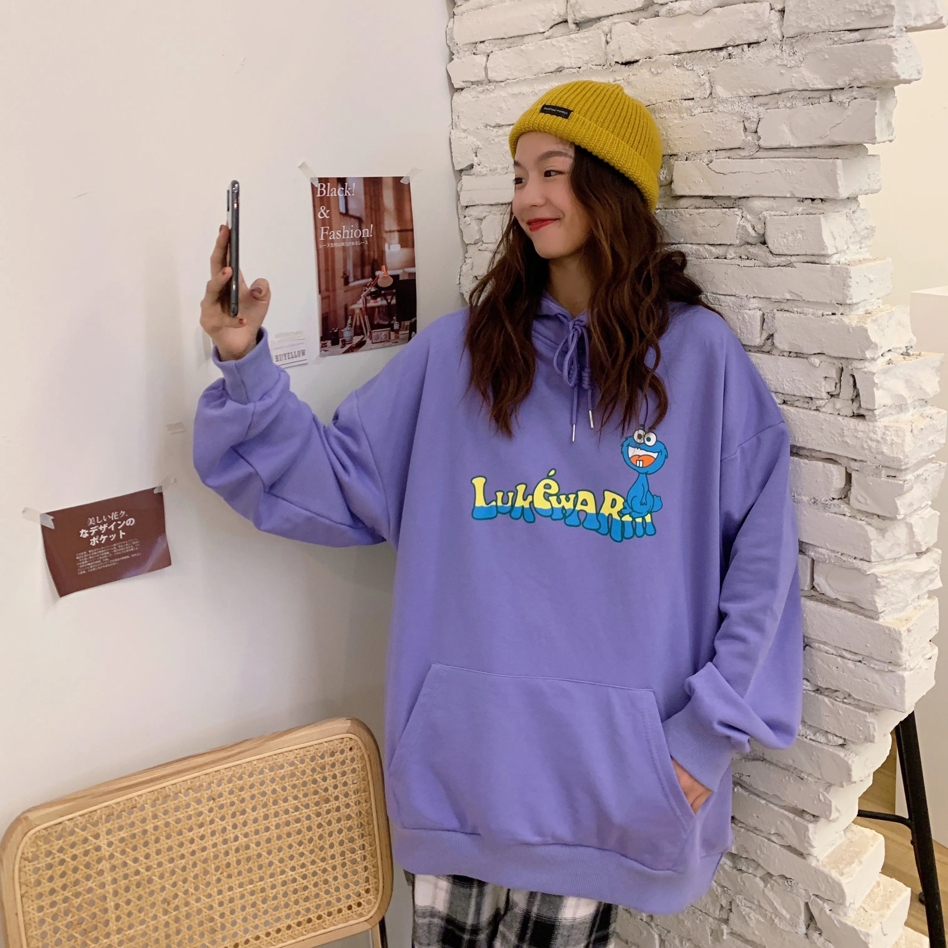 

Winter Long Sleeve Printed Loose Hood Hoodie