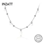 Чокер INZATT из настоящего серебра 925 пробы с круглыми бусинами для женщин, модное вечернее Ювелирное Украшение, Богемные аксессуары, подарок