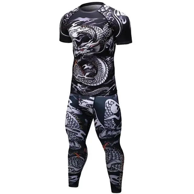 

Brand New Men Tracksuit Sports Suit Gym Fitness Compression Clothes Running Jogging Sport Wear Exercise Workout Rashguard Tights