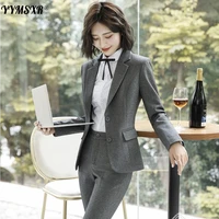 fallwinter hot sale professional womens suit pants 2 piece set 2022 elegant single breasted blazer high quality workwear