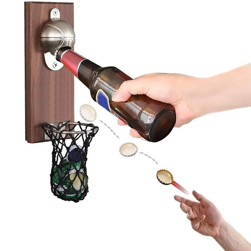 2 в 1 креативный открывалка для баскетбола Встроенный твердый деревянный магнит