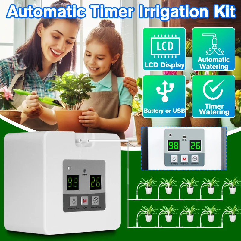 

Drip Irrigation Kit Automatic Watering System Timed Water Indoor Garden Plant