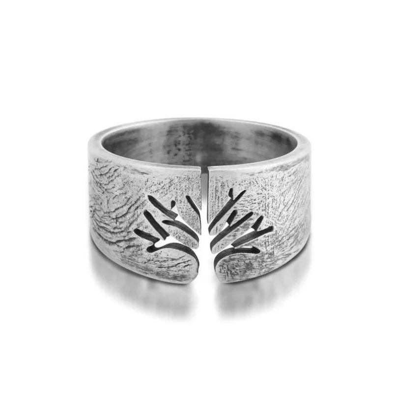 

Megin D Hot Sale Vintage Punk Simple Tree of Life Stainless Steel Rings for Men Women Couple Friend Fashion Design Gift Jewelry