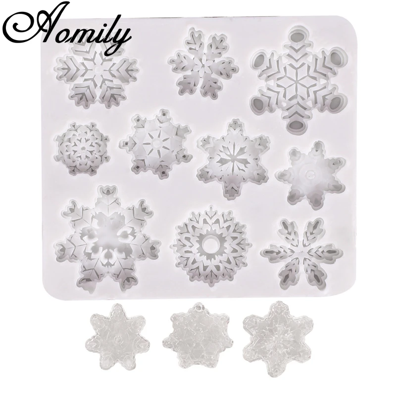 

Aomily Snowflake Shaped Silicone Soap Candy Fondant Chocolate Christmas Kitchen Mould Silicone Cookies Cake Barking DIY Mold