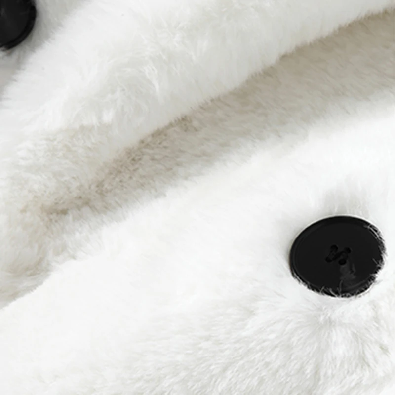 Lautaro Зимнее теплое белое пальто из искусственного меха для женщин с длинным